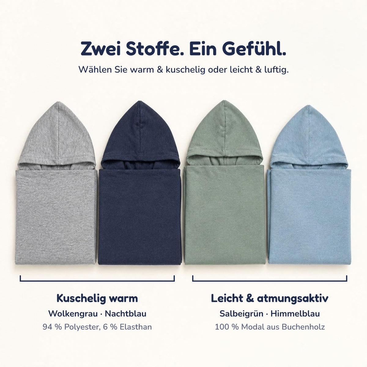 Die vier Farben und zwei Stoffe des Umarmi Kokons